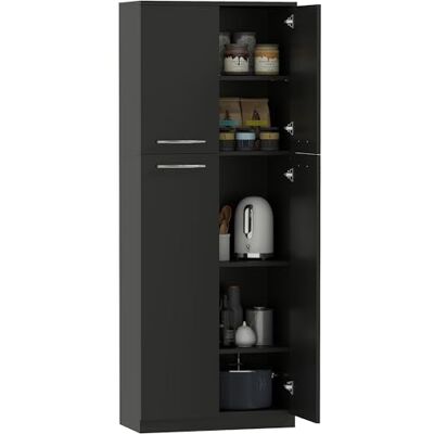 HOMCOM Cuisine Sideboard, Pantry Unit with 2 Cupboards, Kitchen Cabinet with Adjustable MDF Shelves, for Dining Room, Living Room, Living Room, 59x31x155 cm, Black - Publicité HOMCOM Cuisine Sideboard, Pantry Unit with 2 Cupboards, Kitchen Cabinet with Adjustable MDF Shelves, for Dining Room, Living Room, Living Room, 59x31x155 cm, Black - Publicité