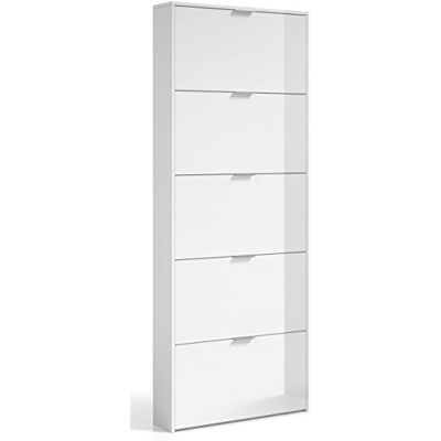 PEGANE Commode à Chaussures en Bois de 5 abattants Coloris Blanc Brillant Dim : 180 x 70 x 17 cm - Publicité PEGANE Commode à Chaussures en Bois de 5 abattants Coloris Blanc Brillant Dim : 180 x 70 x 17 cm - Publicité