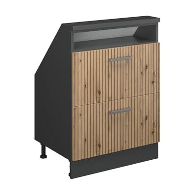Vicco Meuble de Rangement sous Pente Rion, Chêne Artisan/Anthracite, L60 x P46 cm avec 2 tiroirs, Gain de Place pour Les pièces mansardées - Publicité Vicco Meuble de Rangement sous Pente Rion, Chêne Artisan/Anthracite, L60 x P46 cm avec 2 tiroirs, Gain de Place pour Les pièces mansardées - Publicité