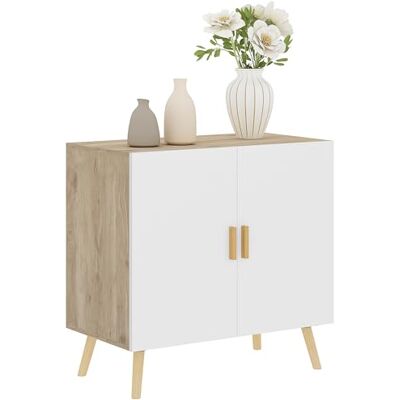 HOMCOM Buffet, Meuble de Rangement, avec poignées en Bambou, étagère Ajustable, Base surélevée, pour Salon Cuisine Salle à Manger, 76 x 41,2 x 74 cm Blanc et Bois Naturel - Publicité HOMCOM Buffet, Meuble de Rangement, avec poignées en Bambou, étagère Ajustable, Base surélevée, pour Salon Cuisine Salle à Manger, 76 x 41,2 x 74 cm Blanc et Bois Naturel - Publicité