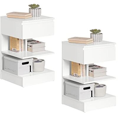 SoBuy Lot de 2 Table de Chevet Table de Nuit avec 1 tiroir et 2 étagères, Table d'appoint pour Chambre à Coucher Meuble de Rangement Moderne L39 x P39 x H65 cm Blanc FBT49-Wx2 - Publicité SoBuy Lot de 2 Table de Chevet Table de Nuit avec 1 tiroir et 2 étagères, Table d'appoint pour Chambre à Coucher Meuble de Rangement Moderne L39 x P39 x H65 cm Blanc FBT49-Wx2 - Publicité