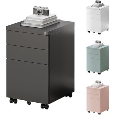 FLEXISPOT Classeur 3 tiroirs, Coffre de Bureau à roulettes, Armoire verrouillable avec système Anti-basculement, Armoire de Rangement pour Documents pour la Maison et Le Bureau, Noir - Publicité FLEXISPOT Classeur 3 tiroirs, Coffre de Bureau à roulettes, Armoire verrouillable avec système Anti-basculement, Armoire de Rangement pour Documents pour la Maison et Le Bureau, Noir - Publicité
