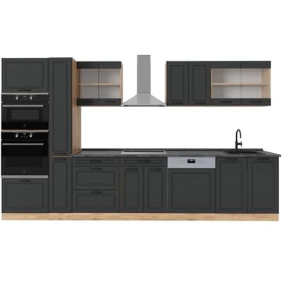Vicco Cuisine R-Line, Anthracite Campagne/Chêne doré, 350cm sans PT, adapté à Une Extension individuelle et à Une Disposition Flexible - Publicité Vicco Cuisine R-Line, Anthracite Campagne/Chêne doré, 350cm sans PT, adapté à Une Extension individuelle et à Une Disposition Flexible - Publicité