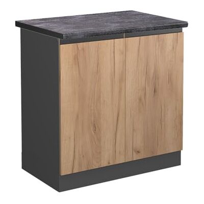 Vicco Meuble Bas sous-évier R-Line, Chêne de Force doré, 80cm J-Shape, PT Anthracite, pour Une Combinaison Libre au Sein de systèmes de Cuisine modulaires - Publicité Vicco Meuble Bas sous-évier R-Line, Chêne de Force doré, 80cm J-Shape, PT Anthracite, pour Une Combinaison Libre au Sein de systèmes de Cuisine modulaires - Publicité