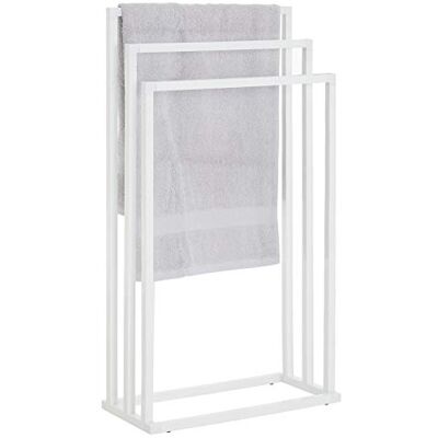 IDIMEX Porte-Serviettes sur Pied KUNO Portant pour vêtements et Linge de Salle de Bain avec 3 Niveaux d'étendage sur différentes hauteurs, Structure en métal laqué Blanc - Publicité IDIMEX Porte-Serviettes sur Pied KUNO Portant pour vêtements et Linge de Salle de Bain avec 3 Niveaux d'étendage sur différentes hauteurs, Structure en métal laqué Blanc - Publicité