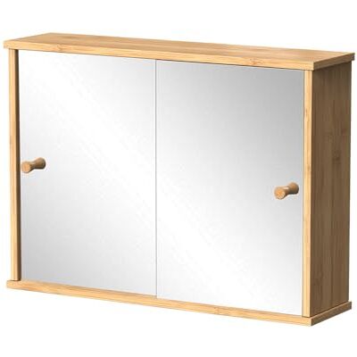 Vicco Armoire de Toilette Mireo, Bambou, 55x40cm avec 2 Portes coulissantes, pour Montage Mural avec étagères Ouvertes - Publicité Vicco Armoire de Toilette Mireo, Bambou, 55x40cm avec 2 Portes coulissantes, pour Montage Mural avec étagères Ouvertes - Publicité