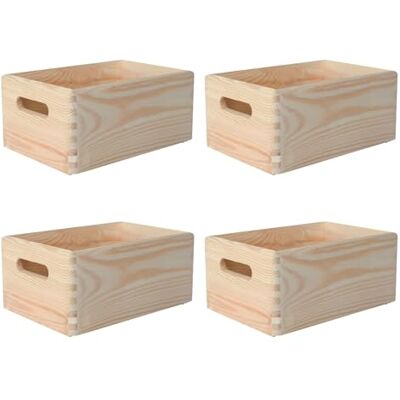 Creative Lot de 4 Caisse Bois Rangement 30 x 20 x 14 cm (+/- 1cm) Boîte de Rangement Bois avec Poignées Boite Rangement Cuisine Caisse de Rangement Bureau - Publicité Creative Lot de 4 Caisse Bois Rangement 30 x 20 x 14 cm (+/- 1cm) Boîte de Rangement Bois avec Poignées Boite Rangement Cuisine Caisse de Rangement Bureau - Publicité