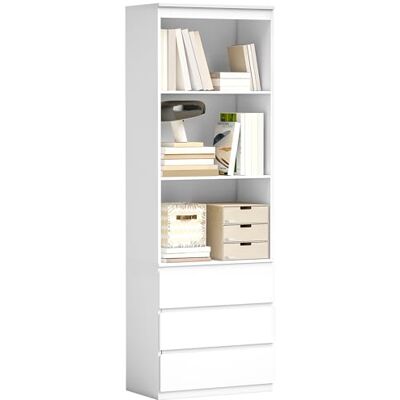 HOMCOM Bibliothèque, étagère à 6 Niveaux 80 x 40 x 180 cm, Meuble de Rangement avec 3 tiroirs et 3 étagères Ouvertes, Style Moderne, pour Salon, Bureau, Chambre, Blanc - Publicité HOMCOM Bibliothèque, étagère à 6 Niveaux 80 x 40 x 180 cm, Meuble de Rangement avec 3 tiroirs et 3 étagères Ouvertes, Style Moderne, pour Salon, Bureau, Chambre, Blanc - Publicité