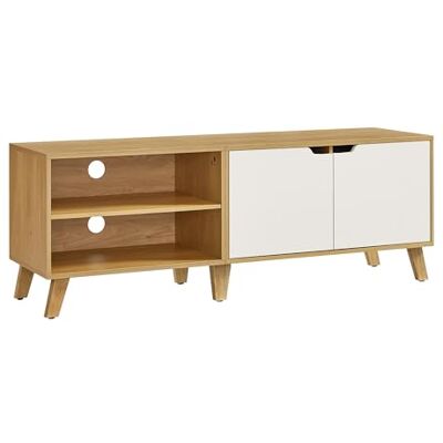 VASAGLE Meuble TV 2 Portes, Support Télé avec Étagères Réglables, Longueur 140 cm, pour Télévisions 60 Pouces, Salon, Salle à Manger, Chambre, Chêne Naturel et Blanc Crème LTV027N01 - Publicité VASAGLE Meuble TV 2 Portes, Support Télé avec Étagères Réglables, Longueur 140 cm, pour Télévisions 60 Pouces, Salon, Salle à Manger, Chambre, Chêne Naturel et Blanc Crème LTV027N01 - Publicité