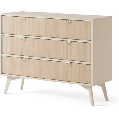 Muebles Slavic Buffet de salon avec 3 tiroirs Forest 106 cm, commode de salon, meuble auxiliaire, commode avec pieds, buffet avec pieds, beige eucalyptus (Beige) - Publicité Muebles Slavic Buffet de salon avec 3 tiroirs Forest 106 cm, commode de salon, meuble auxiliaire, commode avec pieds, buffet avec pieds, beige eucalyptus (Beige) - Publicité