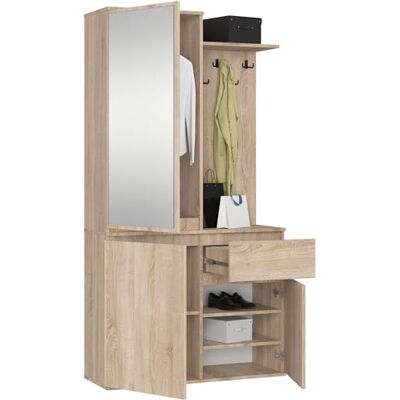 AKORD Ensemble de Vestiaire d'Entrée avec Miroir 95 cm, 3 Portes, 1 Tiroir, 7 Étagères Meuble d'Entrée Optimum pour Petits Espaces Couloir ou Entrée Étroit Chêne-Sonoma - Publicité AKORD Ensemble de Vestiaire d'Entrée avec Miroir 95 cm, 3 Portes, 1 Tiroir, 7 Étagères Meuble d'Entrée Optimum pour Petits Espaces Couloir ou Entrée Étroit Chêne-Sonoma - Publicité