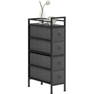 HOMCOM Commode à 4 tiroirs en Tissu Non tissé Armoire de Rangement étroite avec Cadre en Acier Buffet Moderne pour Chambre à Coucher, Salon Noir - Publicité HOMCOM Commode à 4 tiroirs en Tissu Non tissé Armoire de Rangement étroite avec Cadre en Acier Buffet Moderne pour Chambre à Coucher, Salon Noir - Publicité