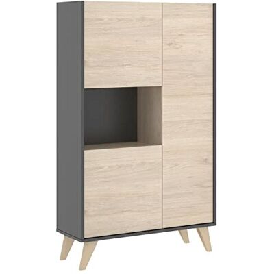 PEGANE Buffet Meuble de Rangement 3 Portes Coloris Graphite/Naturel Longueur 81 x Hauteur 135 x Profondeur 43 cm - Publicité PEGANE Buffet Meuble de Rangement 3 Portes Coloris Graphite/Naturel Longueur 81 x Hauteur 135 x Profondeur 43 cm - Publicité