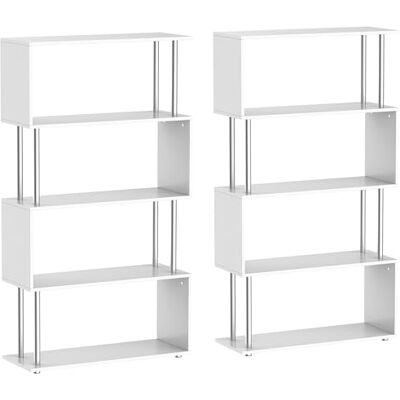 HOMCOM Lot de 2 bibliothèques étagère Design Contemporain en S 4 Niveaux 80L x 30l x 145H cm Coloris Blanc - Publicité HOMCOM Lot de 2 bibliothèques étagère Design Contemporain en S 4 Niveaux 80L x 30l x 145H cm Coloris Blanc - Publicité