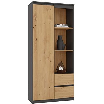 CDF Bibliothèque Étagère de Bureau avec 7 Compartiments et 2 Tiroirs Meuble de Rangement Salon Design Moderne Semi-Ouvert pour Livres et Dossiers 80 x 35 x 180 cm Anthracite/Chêne Artisan - Publicité CDF Bibliothèque Étagère de Bureau avec 7 Compartiments et 2 Tiroirs Meuble de Rangement Salon Design Moderne Semi-Ouvert pour Livres et Dossiers 80 x 35 x 180 cm Anthracite/Chêne Artisan - Publicité