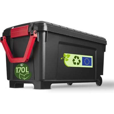 Iris Ohyama , Malle, Boîte de rangement plastique, avec Couvercle et Clips de fermeture, 170L, A l'unité, Empilable, Roues, Sans BPA, Grenier, Cabanon, Garage, SIA-1000, Noir - Publicité Iris Ohyama , Malle, Boîte de rangement plastique, avec Couvercle et Clips de fermeture, 170L, A l'unité, Empilable, Roues, Sans BPA, Grenier, Cabanon, Garage, SIA-1000, Noir - Publicité