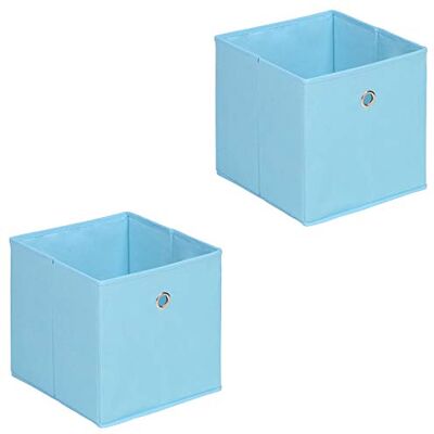IDIMEX Lot de 2 tiroirs en Tissu Bleu Clair ELA boîte de Rangement Ouverte avec poignée dim 27 x 27 x 27 cm, idéal pour Cube de Rangement bac Pliable pour Linge Jouets vêtements - Publicité IDIMEX Lot de 2 tiroirs en Tissu Bleu Clair ELA boîte de Rangement Ouverte avec poignée dim 27 x 27 x 27 cm, idéal pour Cube de Rangement bac Pliable pour Linge Jouets vêtements - Publicité