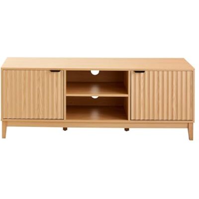 Calicosy – Meuble TV 2 Niches et 2 Portes avec Façades à Effet Vague – Panneaux de Particules – Design Organique – Meuble de Salon – L140 x P40 x H52 cm – Collection Bologne - Publicité Calicosy – Meuble TV 2 Niches et 2 Portes avec Façades à Effet Vague – Panneaux de Particules – Design Organique – Meuble de Salon – L140 x P40 x H52 cm – Collection Bologne - Publicité