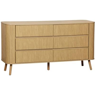 sweeek Commode 6 tiroirs. décor strié Naturel. L 150 x P 45 H 80cm - Publicité sweeek Commode 6 tiroirs. décor strié Naturel. L 150 x P 45 H 80cm - Publicité