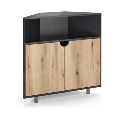 Vicco Commode Inaro, Anthracite/chêne, 79x76cm avec 3 Compartiments, adapté pour Un Rangement Peu encombrant dans Les Coins de la pièce - Publicité Vicco Commode Inaro, Anthracite/chêne, 79x76cm avec 3 Compartiments, adapté pour Un Rangement Peu encombrant dans Les Coins de la pièce - Publicité