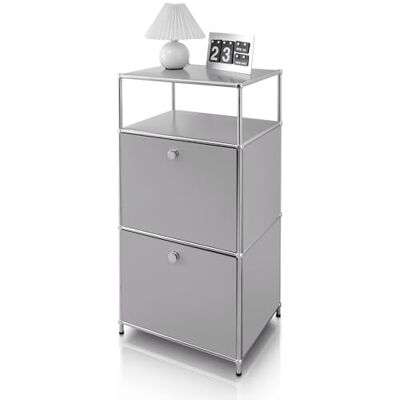 KARAT Étagère métallique Concept Epuré MK-120 Étagère d’appoint et de Rangement avec 2 tiroirs Table Compact et Moderne pour sdb Salon et Chambre L50 × P40 × H100 cm (Gris) - Publicité KARAT Étagère métallique Concept Epuré MK-120 Étagère d’appoint et de Rangement avec 2 tiroirs Table Compact et Moderne pour sdb Salon et Chambre L50 × P40 × H100 cm (Gris) - Publicité