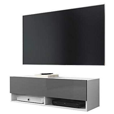 Selsey WANDER Meuble tv/Banc tv (100 cm, blanc mat/gris brillant, avec LED) - Publicité Selsey WANDER Meuble tv/Banc tv (100 cm, blanc mat/gris brillant, avec LED) - Publicité