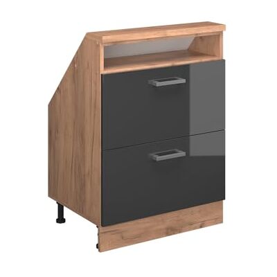 Vicco Meuble de Rangement sous Pente Rion, Anthracite Haute Brillance/Chêne de Force doré, L60 x P46 cm avec 2 tiroirs, Gain de Place pour Les pièces mansardées - Publicité Vicco Meuble de Rangement sous Pente Rion, Anthracite Haute Brillance/Chêne de Force doré, L60 x P46 cm avec 2 tiroirs, Gain de Place pour Les pièces mansardées - Publicité