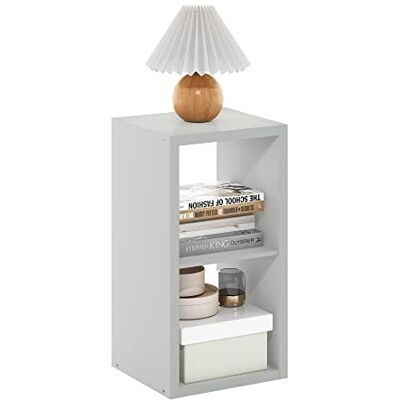 Furinno Cabine de Rangement Décorative à Dos Ouvert à 2 Cubes, Gris Clair - Publicité Furinno Cabine de Rangement Décorative à Dos Ouvert à 2 Cubes, Gris Clair - Publicité