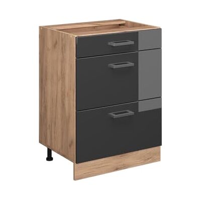 Vicco Meuble Cuisine R-Line, Anthracite Haute Brillance, 60cm avec tiroirs, sans PT, pour Une Combinaison Libre au Sein de systèmes de Cuisine modulaires - Publicité Vicco Meuble Cuisine R-Line, Anthracite Haute Brillance, 60cm avec tiroirs, sans PT, pour Une Combinaison Libre au Sein de systèmes de Cuisine modulaires - Publicité