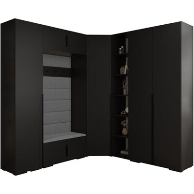 ABIKSMEBLE Inova 1 Ensemble de Meubles Garde-Robe Moderne pour Chambre à Coucher, Salon, Entrée, Chambre d'enfant Meuble de Rangement pour Dressing 236,7x371,7x47cm Noir, Manila 16, Noir - Publicité ABIKSMEBLE Inova 1 Ensemble de Meubles Garde-Robe Moderne pour Chambre à Coucher, Salon, Entrée, Chambre d'enfant Meuble de Rangement pour Dressing 236,7x371,7x47cm Noir, Manila 16, Noir - Publicité