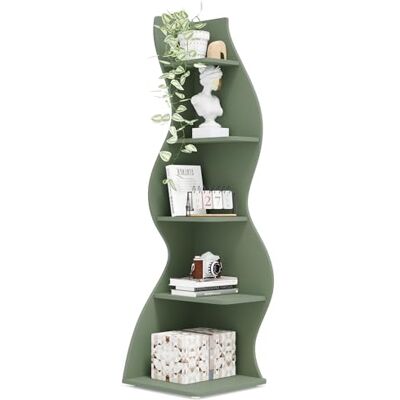 Tribesigns Étagère d'angle Moderne à 5 Niveaux, Petite Bibliothèque d'angle élégante, Support de Plante unité d'organisation avec Forme Unique pour la Maison, Bureau, Chambre à Coucher, Vert Clair - Publicité Tribesigns Étagère d'angle Moderne à 5 Niveaux, Petite Bibliothèque d'angle élégante, Support de Plante unité d'organisation avec Forme Unique pour la Maison, Bureau, Chambre à Coucher, Vert Clair - Publicité