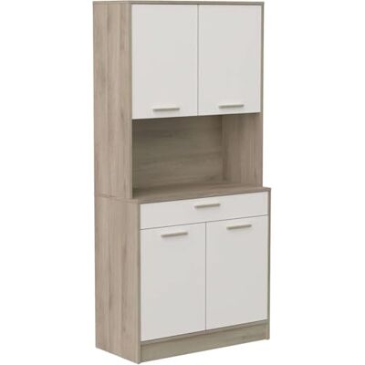 Demeyere Meuble Cuisine avec Plan De Travail 3 Etagères, 1 Tiroir, 1 Niche – Idéal Micro-Onde et Résistant à l’Eau – Coloris Chêne Kronberg et Blanc 84 x 177 x 40 cm - Publicité Demeyere Meuble Cuisine avec Plan De Travail 3 Etagères, 1 Tiroir, 1 Niche – Idéal Micro-Onde et Résistant à l’Eau – Coloris Chêne Kronberg et Blanc 84 x 177 x 40 cm - Publicité