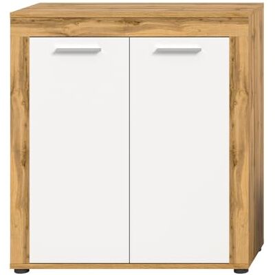 Calicosy - Aparador alto 2 puertas blanco y roble wotan L80 cm - Buffet - Publicité Calicosy - Aparador alto 2 puertas blanco y roble wotan L80 cm - Buffet - Publicité
