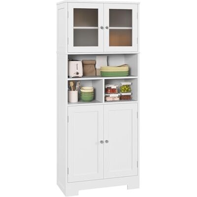 HOMCOM Buffet Haut Cuisine, Armoire de Cuisine, vaisselier, 4 Portes, niches et étagères réglables, Portes en Verre, Meuble de Rangement pour Salon, Salle à Manger, 60 x 30 x 145,5 cm, Blanc - Publicité HOMCOM Buffet Haut Cuisine, Armoire de Cuisine, vaisselier, 4 Portes, niches et étagères réglables, Portes en Verre, Meuble de Rangement pour Salon, Salle à Manger, 60 x 30 x 145,5 cm, Blanc - Publicité