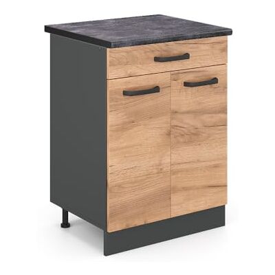 Vicco Meuble Cuisine R-Line, Chêne de Force doré, 60cm, PT Anthracite, pour Une Combinaison Libre au Sein de systèmes de Cuisine modulaires - Publicité Vicco Meuble Cuisine R-Line, Chêne de Force doré, 60cm, PT Anthracite, pour Une Combinaison Libre au Sein de systèmes de Cuisine modulaires - Publicité