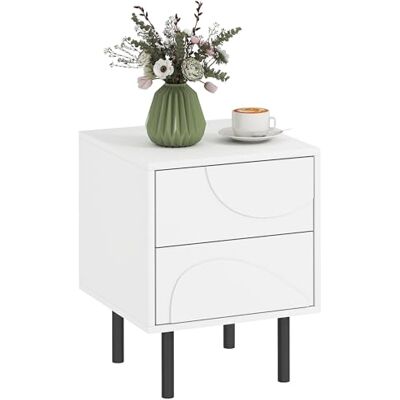 HOMCOM Table de Chevet, Table d'appoint avec 2 tiroirs à Ouverture par Pression, Pieds en Acier, pour Chambre à Coucher, Salon, 40 x 40 x 50 cm, Blanc - Publicité HOMCOM Table de Chevet, Table d'appoint avec 2 tiroirs à Ouverture par Pression, Pieds en Acier, pour Chambre à Coucher, Salon, 40 x 40 x 50 cm, Blanc - Publicité