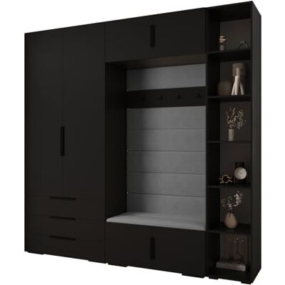 ABIKSMEBLE Inova 1 Ensemble de Meubles Garde-Robe Moderne pour Chambre à Coucher, Salon, Entrée, Chambre d'enfant Meuble de Rangement pour Dressing 236,7x240x47cm Noir, Manila 16, Noir - Publicité ABIKSMEBLE Inova 1 Ensemble de Meubles Garde-Robe Moderne pour Chambre à Coucher, Salon, Entrée, Chambre d'enfant Meuble de Rangement pour Dressing 236,7x240x47cm Noir, Manila 16, Noir - Publicité