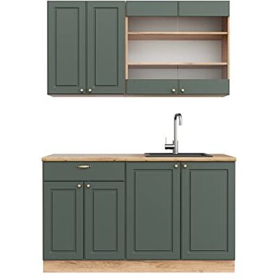 Vicco Cuisine Fame-Line, Chêne Vert et Or/chêne doré, 140cm sans PT, pour Une Combinaison Libre avec des modules de Cuisine complémentaires - Publicité Vicco Cuisine Fame-Line, Chêne Vert et Or/chêne doré, 140cm sans PT, pour Une Combinaison Libre avec des modules de Cuisine complémentaires - Publicité