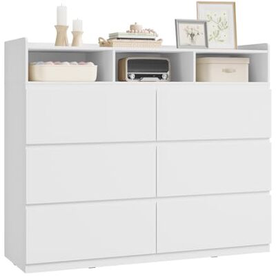 WOLTU Commode avec 6 Tiroirs et 3 Compartiments Ouverts, 120x40x100 cm, Armoire de Rangement Multifonctionnelle sur 4 Niveaux, pour Chambre, Salon, Entrée, en Panneau de Bois d’ingénierie, Blanc - Publicité WOLTU Commode avec 6 Tiroirs et 3 Compartiments Ouverts, 120x40x100 cm, Armoire de Rangement Multifonctionnelle sur 4 Niveaux, pour Chambre, Salon, Entrée, en Panneau de Bois d’ingénierie, Blanc - Publicité