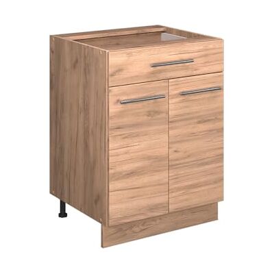 Vicco Meuble Cuisine Fame-Line, Chêne de Force doré, 60cm avec tiroir, sans PT, à Combiner avec d'autres modules de la série Fame-Line - Publicité Vicco Meuble Cuisine Fame-Line, Chêne de Force doré, 60cm avec tiroir, sans PT, à Combiner avec d'autres modules de la série Fame-Line - Publicité