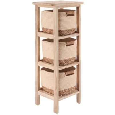 TENDANCE Meuble en Paulownia 3 Tiroirs en Matière Végétale et Coton Naturel/Beige Salle de Bain Meubles Bois Montés - Publicité TENDANCE Meuble en Paulownia 3 Tiroirs en Matière Végétale et Coton Naturel/Beige Salle de Bain Meubles Bois Montés - Publicité