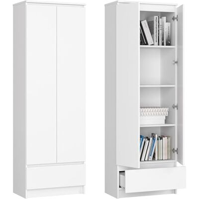 Home Collective Armoire de bureau Étagère blanche Largeur : 60 cm Hauteur : 180 cm Avec 2 portes et tiroir inférieur - Publicité Home Collective Armoire de bureau Étagère blanche Largeur : 60 cm Hauteur : 180 cm Avec 2 portes et tiroir inférieur - Publicité