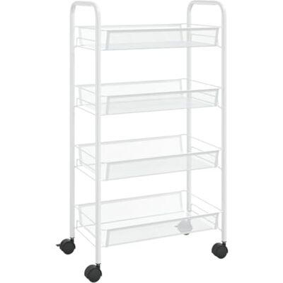 vidaXL Chariot de cuisine à 4 niveaux Blanc 46x26x85 cm Fer - Publicité vidaXL Chariot de cuisine à 4 niveaux Blanc 46x26x85 cm Fer - Publicité