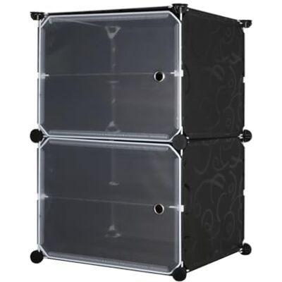 LANTUS Boîte à Chaussures, Armoire à Chaussures, Étagère à Chaussures avec 4 Compartiments, Étagère Modulable en Plastique, Compartiment de 44 x 32 x 65 cm (Noir) - Publicité LANTUS Boîte à Chaussures, Armoire à Chaussures, Étagère à Chaussures avec 4 Compartiments, Étagère Modulable en Plastique, Compartiment de 44 x 32 x 65 cm (Noir) - Publicité