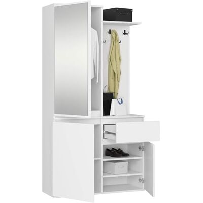 AKORD Ensemble de Vestiaire d'Entrée avec Miroir 95 cm, 3 Portes, 1 Tiroir, 7 Étagères Meuble d'Entrée Optimum pour Petits Espaces Couloir ou Entrée Étroit Blanc - Publicité AKORD Ensemble de Vestiaire d'Entrée avec Miroir 95 cm, 3 Portes, 1 Tiroir, 7 Étagères Meuble d'Entrée Optimum pour Petits Espaces Couloir ou Entrée Étroit Blanc - Publicité