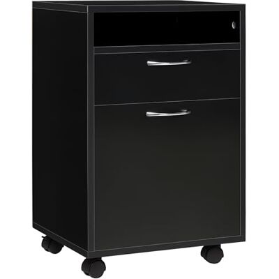 HOMCOM Caisson à roulettes, Armoire à dossiers bureau, Caisson avec tiroir, Rangement pour bureau, Cabinet de travail, Noir, 40 x 35 x 60 cm - Publicité HOMCOM Caisson à roulettes, Armoire à dossiers bureau, Caisson avec tiroir, Rangement pour bureau, Cabinet de travail, Noir, 40 x 35 x 60 cm - Publicité