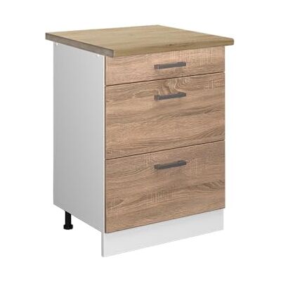 Vicco Meuble Cuisine R-Line, Sonoma, 60cm avec tiroirs, PT Chêne, pour Une Combinaison Libre au Sein de systèmes de Cuisine modulaires - Publicité Vicco Meuble Cuisine R-Line, Sonoma, 60cm avec tiroirs, PT Chêne, pour Une Combinaison Libre au Sein de systèmes de Cuisine modulaires - Publicité