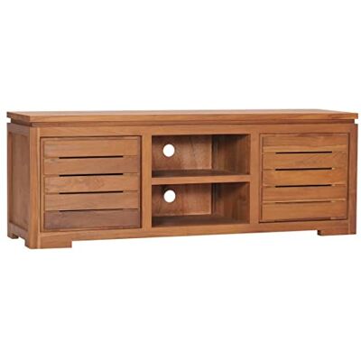 vidaXL Meuble TV Armoire Basse Meuble Divertissement avec 2 Portes et 2 Compartiments Salon Maison Intérieur 110x30x40 cm Bois de Teck Massif - Publicité vidaXL Meuble TV Armoire Basse Meuble Divertissement avec 2 Portes et 2 Compartiments Salon Maison Intérieur 110x30x40 cm Bois de Teck Massif - Publicité