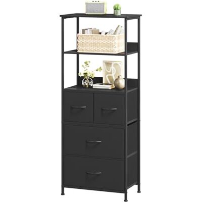 Somdot Commode Chambre, Commode Haute avec 4 Tiroirs en Tissu et Cadre en Acier, Meuble de Rangement pour Salon, Chambre, Bureau, Couloir Entrée, 30P x 51,5l x 128,5H, Noir - Publicité Somdot Commode Chambre, Commode Haute avec 4 Tiroirs en Tissu et Cadre en Acier, Meuble de Rangement pour Salon, Chambre, Bureau, Couloir Entrée, 30P x 51,5l x 128,5H, Noir - Publicité