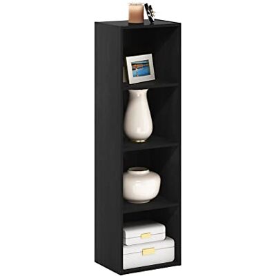 Furinno Pasir Bibliothèque ouverte à 4 niveaux, Bois Noir, 4-Tier Cube - Publicité Furinno Pasir Bibliothèque ouverte à 4 niveaux, Bois Noir, 4-Tier Cube - Publicité